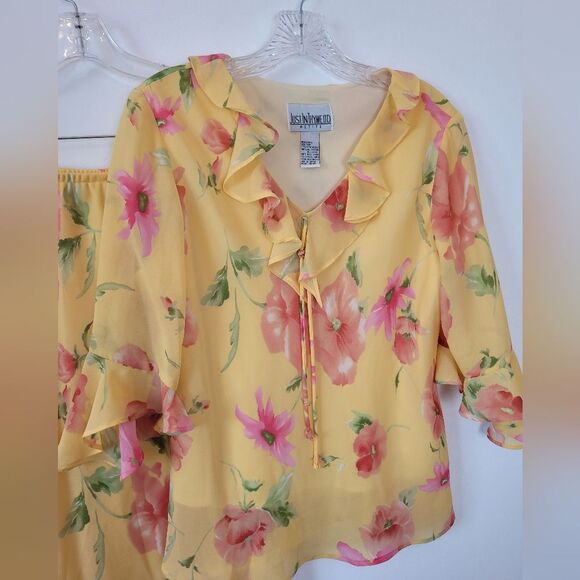 Vintage Just In Thyme Floral Skirt Set Yellow Fairy Cottage Bloomcore 12 Petite - Picture 5 of 9